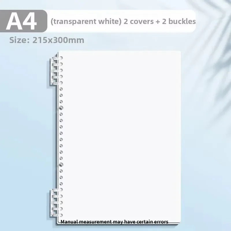 A4 A5 B5 Transparent DIY Loose Leaf Notebook Colorful Binder Spiral Ring Office School for Supplies PP Loose-leaf Book Cover