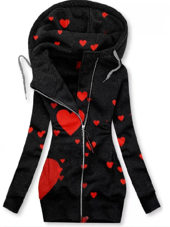 Lässige Damen-Strickjacke für Teenager mit Kapuze, lang, Sve rund, Ne Street Sle, normales, dünnes, reines Farb-Sweatshirt