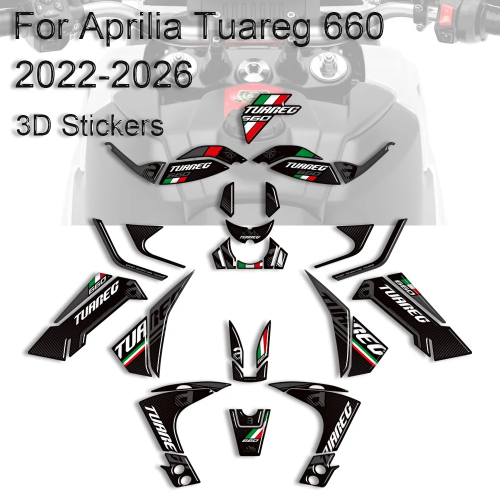 

Tank Pad Cap Grips Gas Fuel Kit Knee Stickers For Aprilia Tuareg 660 RALLY Decals Bike Protection Adventure 2022 - 2026