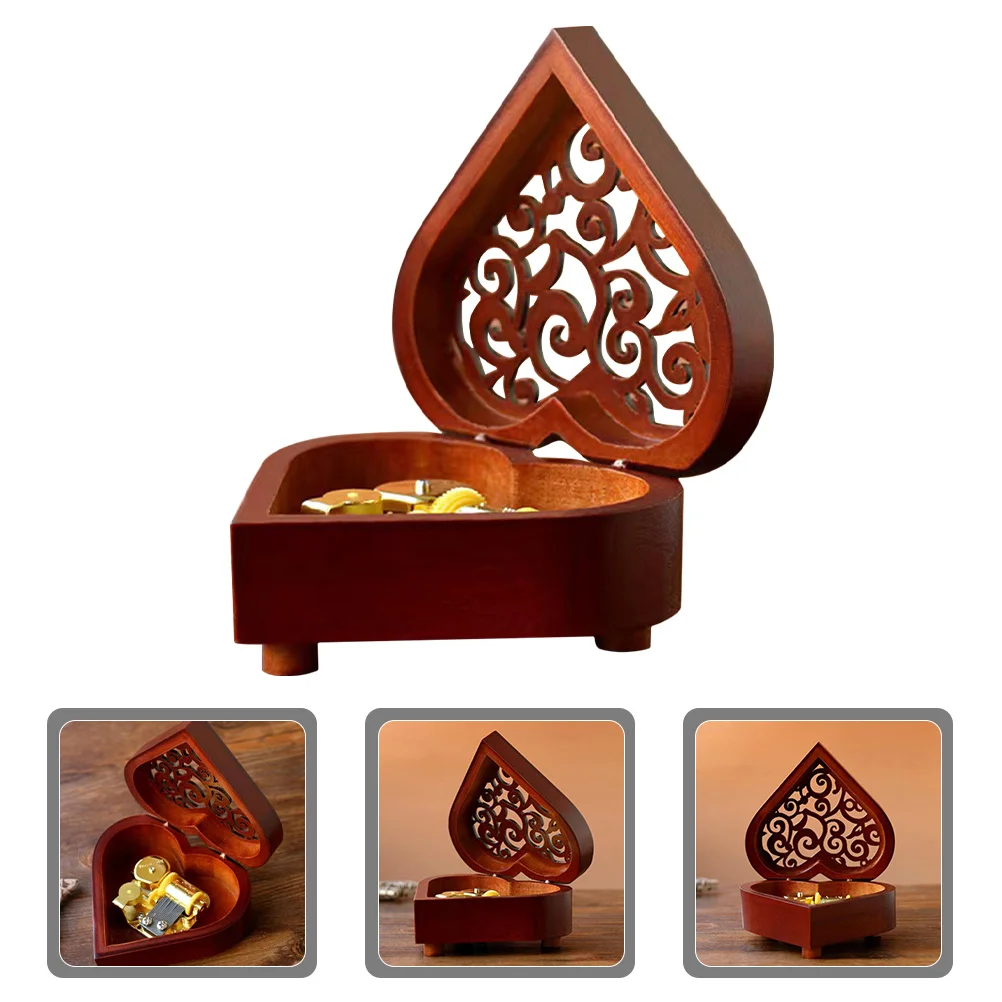 

Heart-Shaped Wooden Music Box Jewelry Storage Decorative Birthday Gift Music Box Birthday Gift for Women