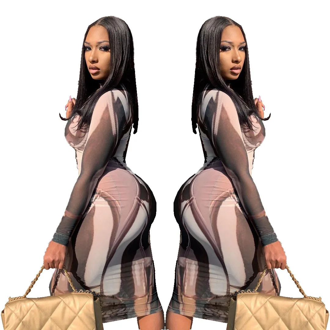 Sexy estampado largo Sve Dr para mujer Otoño Invierno Ele cintura alta tejido Thi poliéster envolvente alrededor de la falda