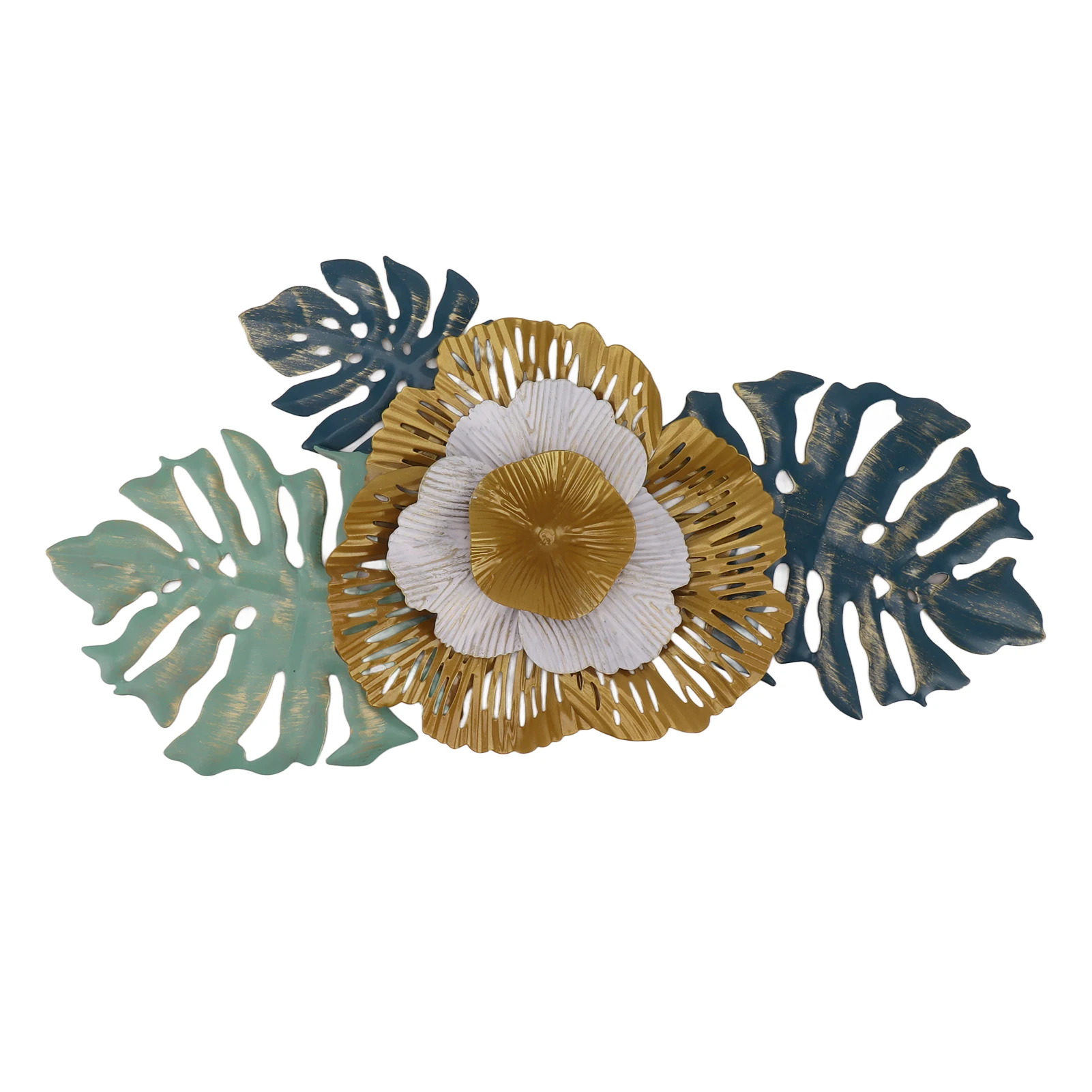 

Blue Iron Flower Wall Hanging Modern Beautiful Metal Floral Wall Art Decor For Home Living Room Bedroom Dining Room