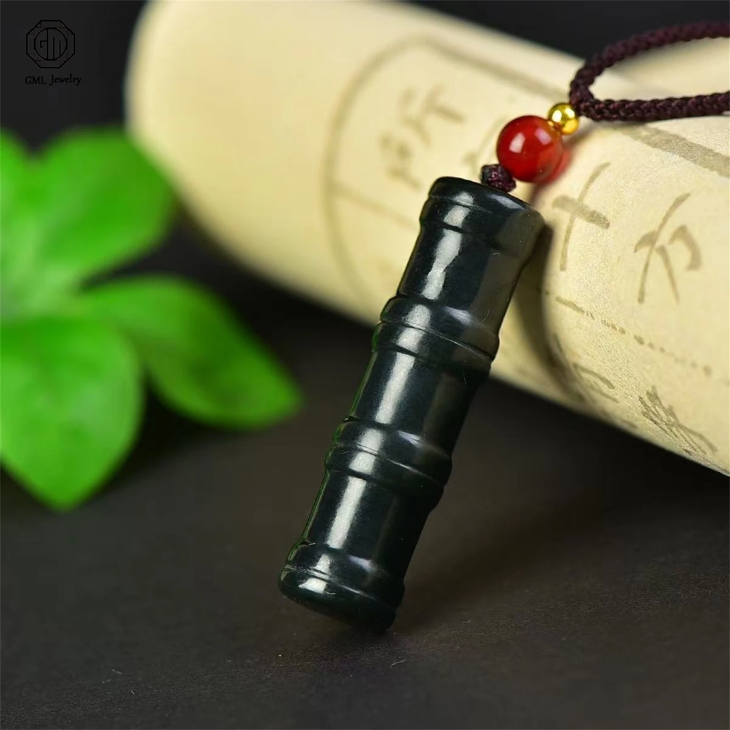 Natural Hetian Jade Bamboo Joint Carved Pendant Rising Step by Step Unisex Men Women Gemstone Exquisite Necklace Jewelry Gift