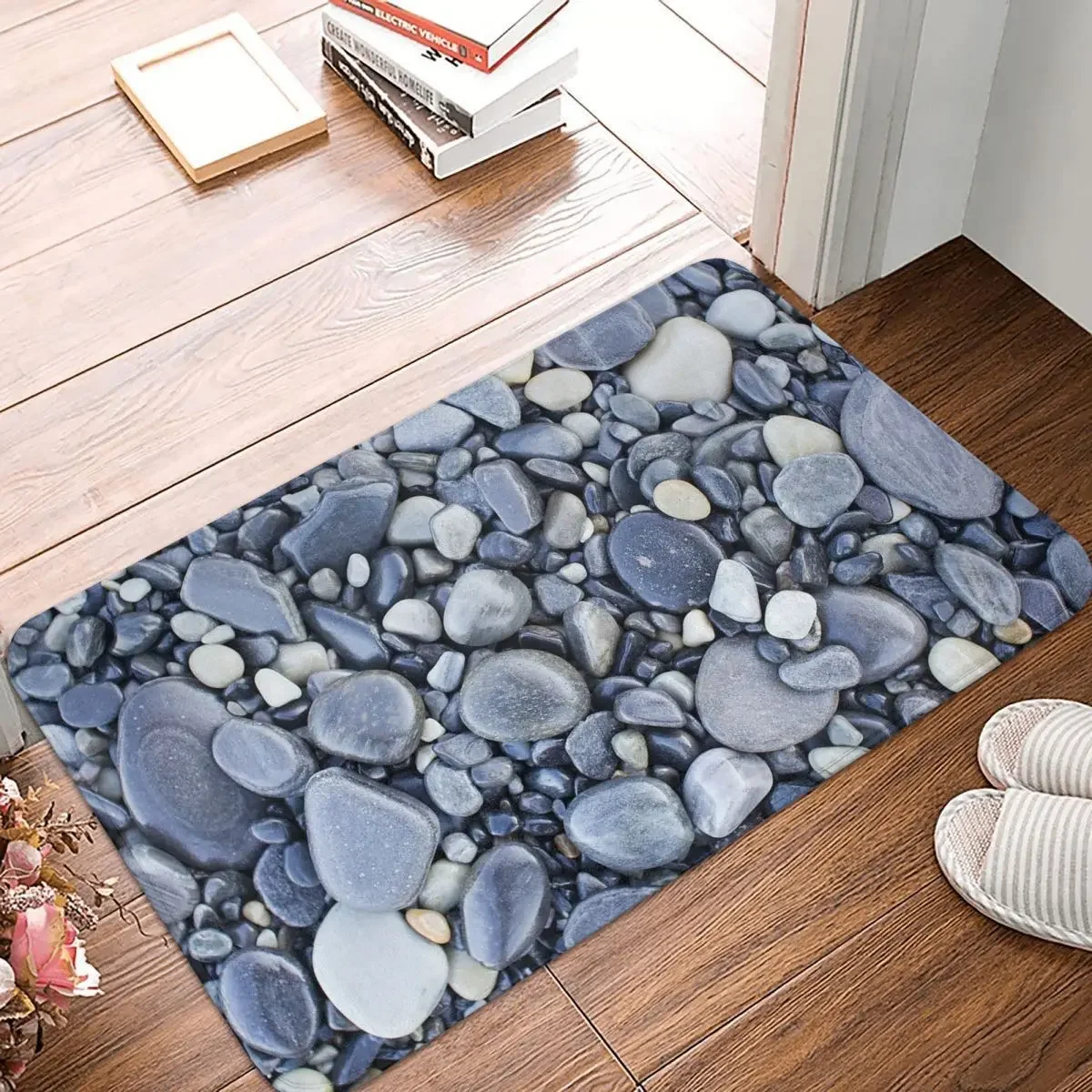 Cobblestone Stone Doormat Bathroom Modern Soft Entrance Balcony Mat Grey Anti-slip Floor Rug Bath Mat