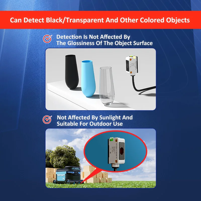 FGNE10-100NF-B TOF Background Suppression Detection 1M Transparent Glass Inspection Photoelectric Sensor