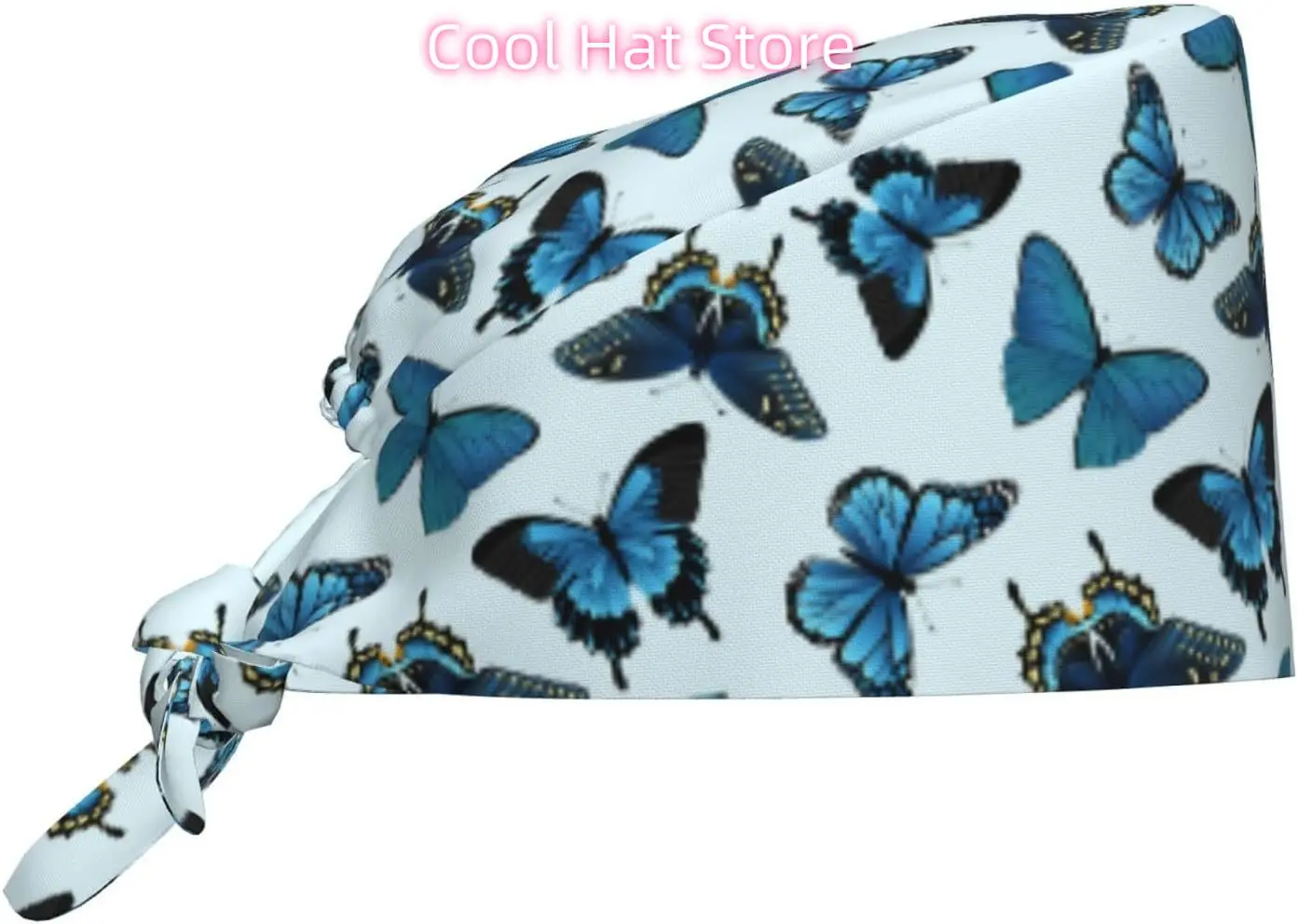 

Blue Butterfly Working Cap with Sweatband Comfortable and Breathable Adjustable for Men Women Scrub Cap