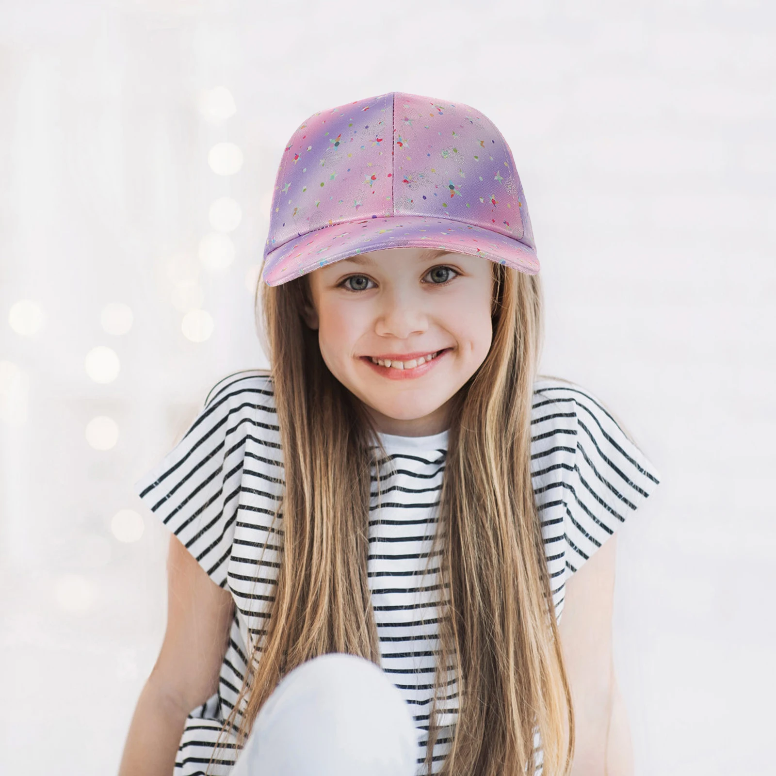

Rainbow Pink Stars Baseball Cap Kids Hat Breathable Cotton Toddler Girl Sunshade Hats Baby Girls Age 2 4 Summer