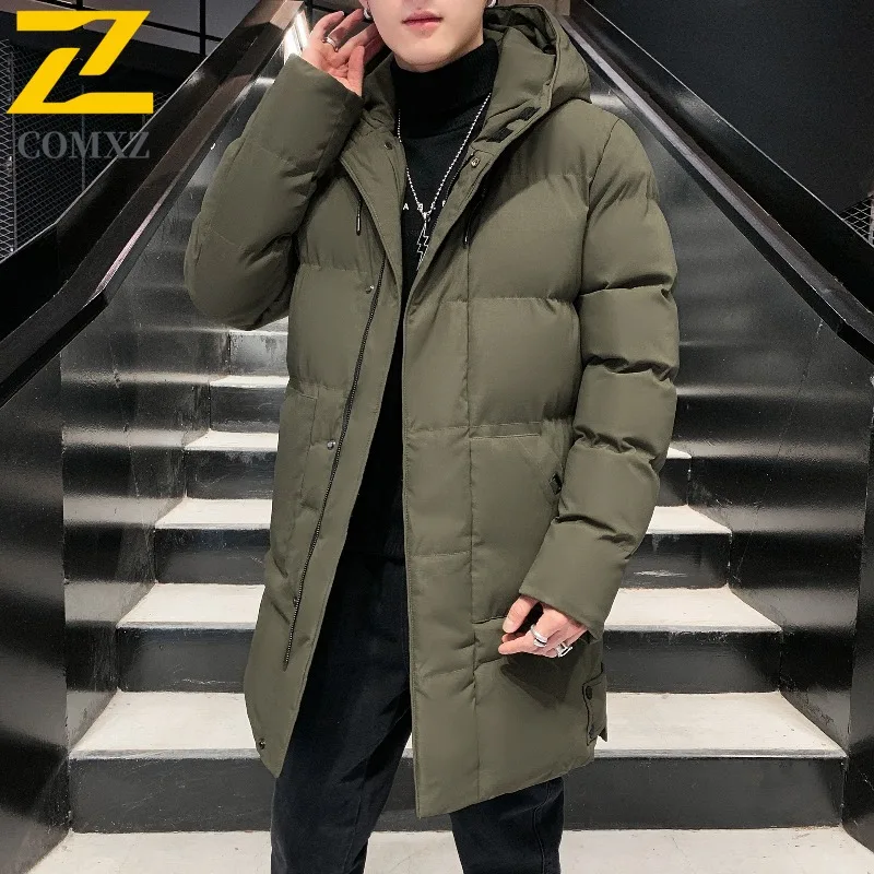 COMXZ, chaqueta acolchada de viaje para hombre, abrigo ligero coreano con capucha de primera calidad de lujo, abrigo acolchado cálido informal resistente al frío para invierno