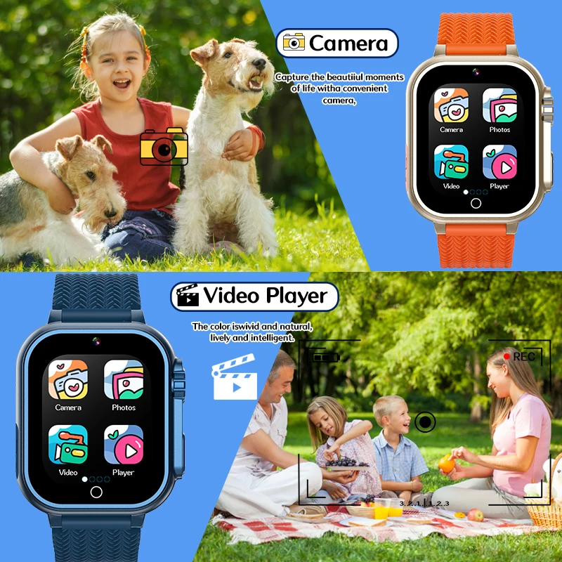 Crianças relógio inteligente meninas de 3-14 anos de idade, 24 jogos tela de toque de alta resolução crianças assistir cinto câmera leitor de música ped
