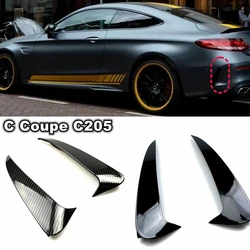 Carbon/Gloss Black ABS Car Rear Bumper Splitter Spoiler Canard Air Vent For Mercedes Benz C-Class Coupe C205 2015-2019 1Pair