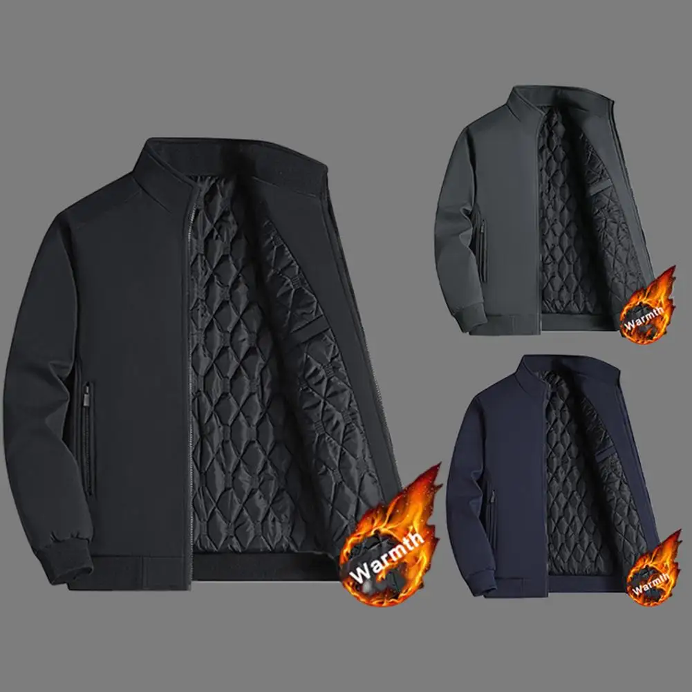 Heren Jas Opstaande Kraag Heren Jas Pure Kleur Coldproof Jas