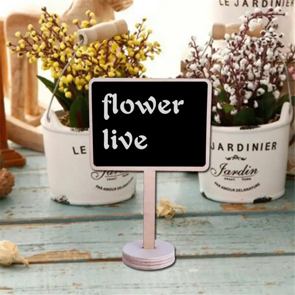 10pc Stylish Mini Wooden Blackboard Chalkboard Label Message Card