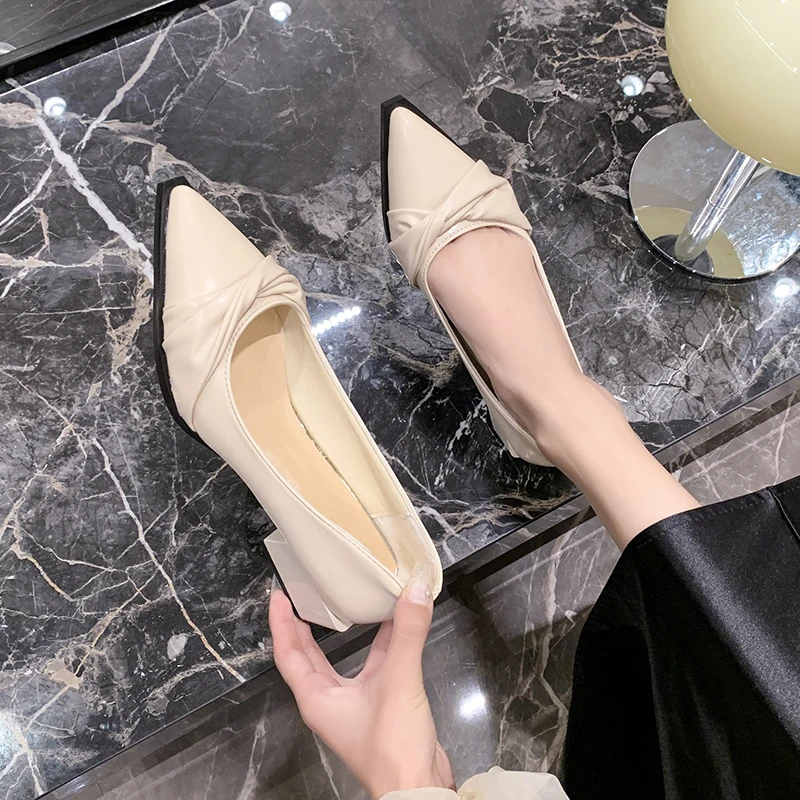 Shoes Woman Heels Luxury Women's Shoes Elegant Heel with Pointed Head Dress Pump Black Sexy Slip-on Ladies Shoes on Sale Wedding