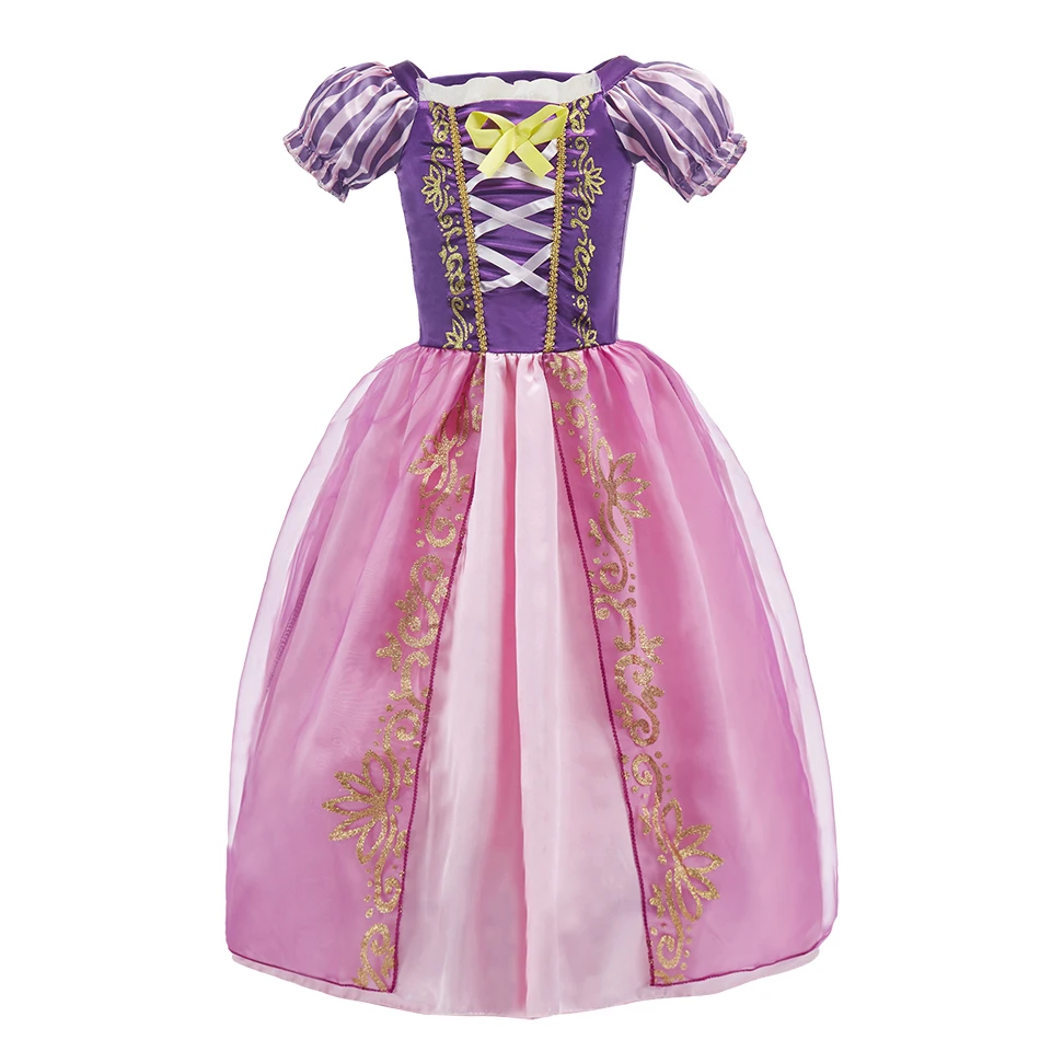 Children Rapunzel Vestidos Girls Bell Elo Dress Girls Short Sleeve Ball Gown Stage Performance Halloween Kids Cosplay Dresses