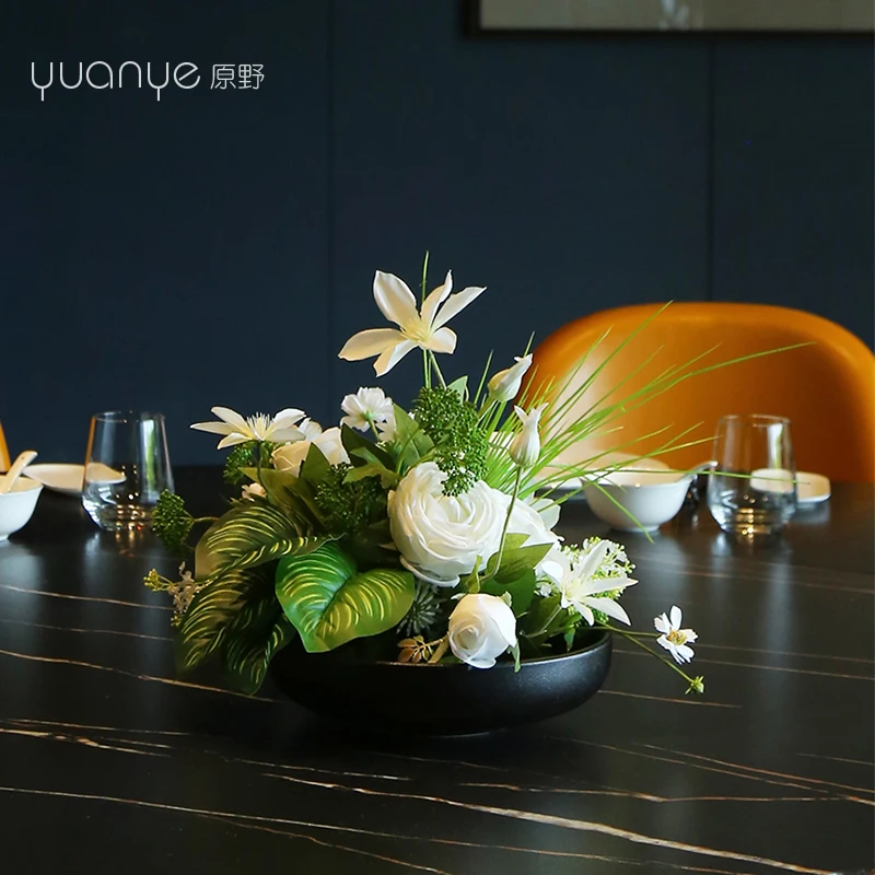 

Round table turntable simulated flower table flower pendulum