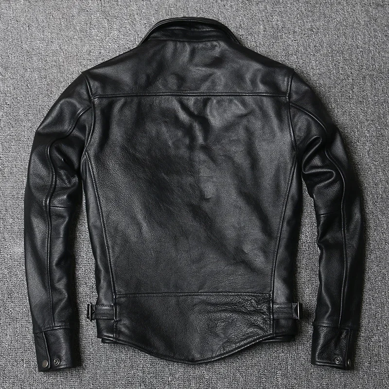 LNY Shop Best.Men Cool slim rider leather jacket.brand soft cheap black outdoor cowhide coat.fashion quality plus size clothes