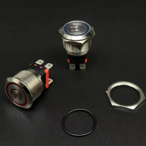 Imagen 2 del producto 10A 15A 20A interruptor de botón de metal de alta corriente impermeable 16MM19MM22MM interruptor de Reinicio de bloqueo automático LED automotriz 5V6V12V24V220V rojo