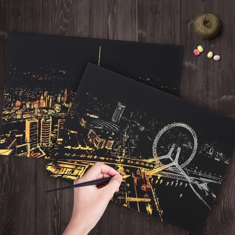 New York City Night View Travel Paris DIY Picture Home Decoration Scratch Painting Canvas Christmas Gift Art Supplies