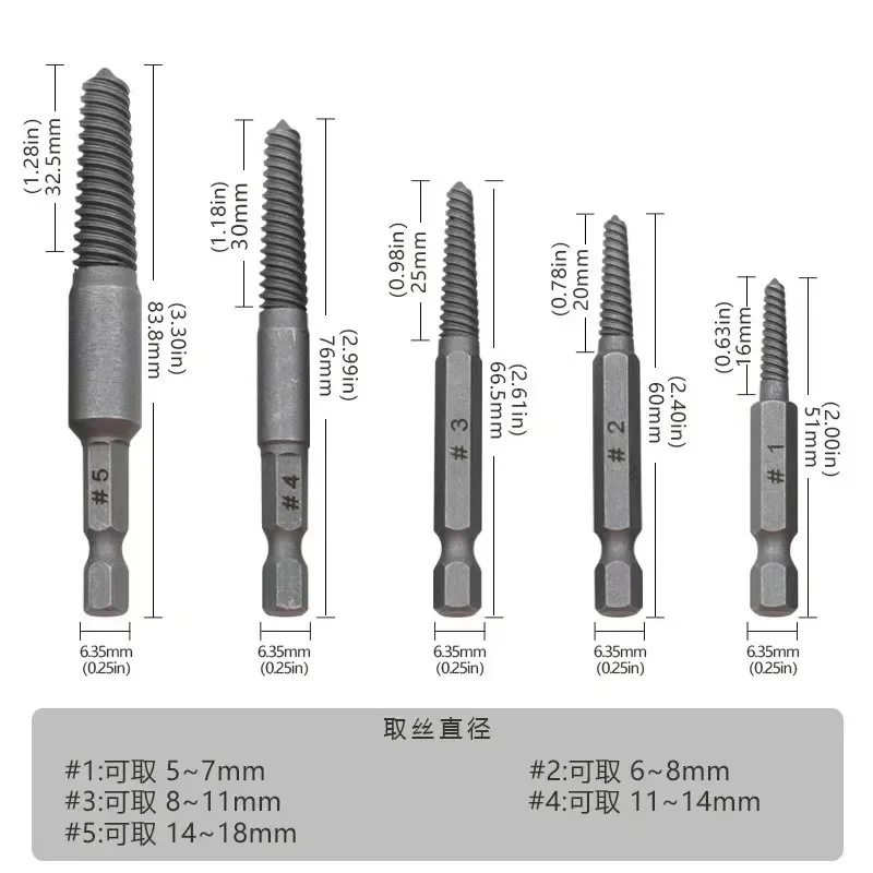 10pc Hexagonal Shank Broken Screw Extractor Screw Broken Screwdriver Taking out Drill Set drill