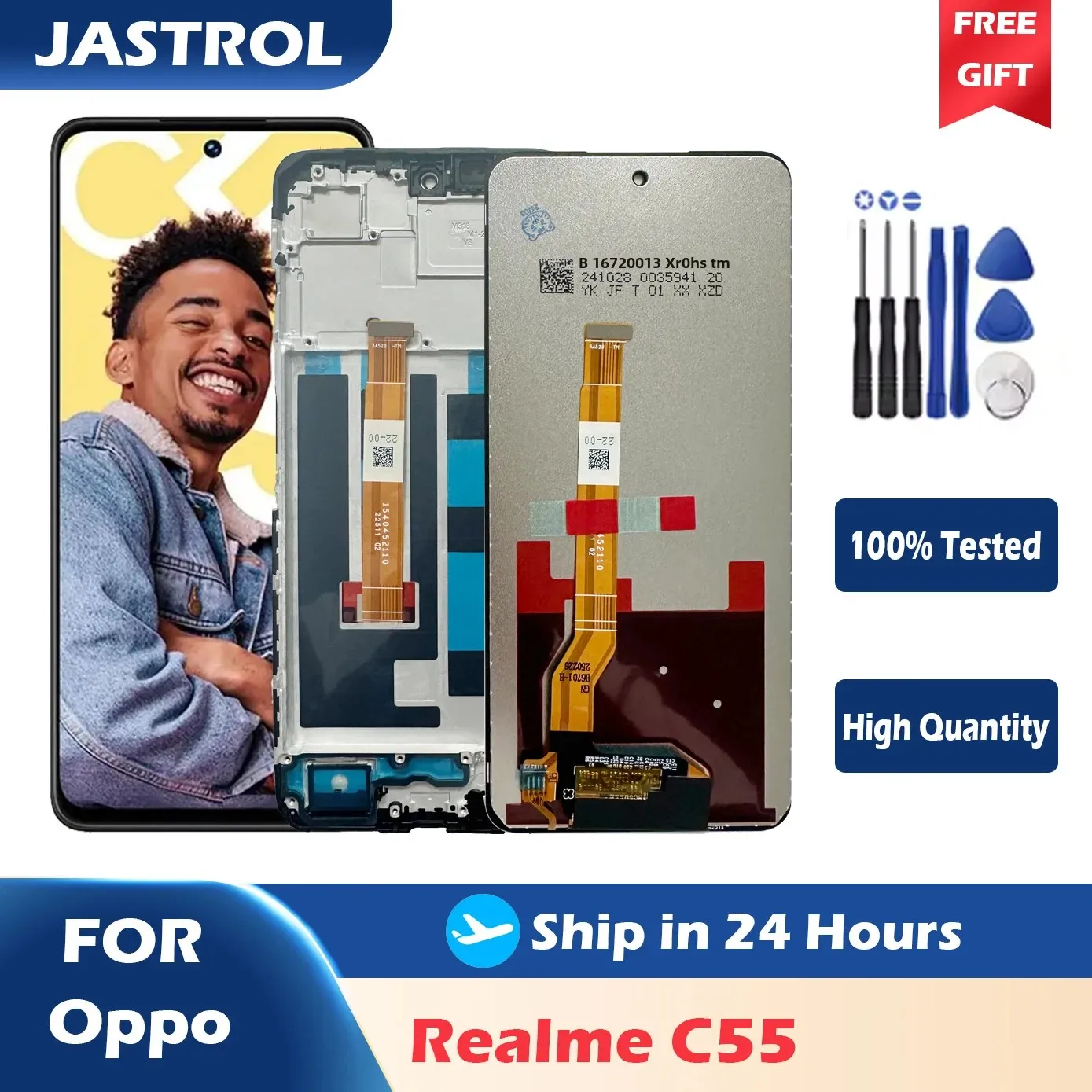 

6.72'' For OPPO Realme C55 RMX3710 LCD Display Touch Screen Digitizer Assembly RealmeC55 LCD Replacement Repair Parts With Frame