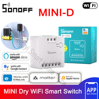 SONOFF MINI-D WiFi Smart Switch Matter Dry Contact Device Supports AC/DC Power Works with eWeLink Apple Home Alexa Google Home