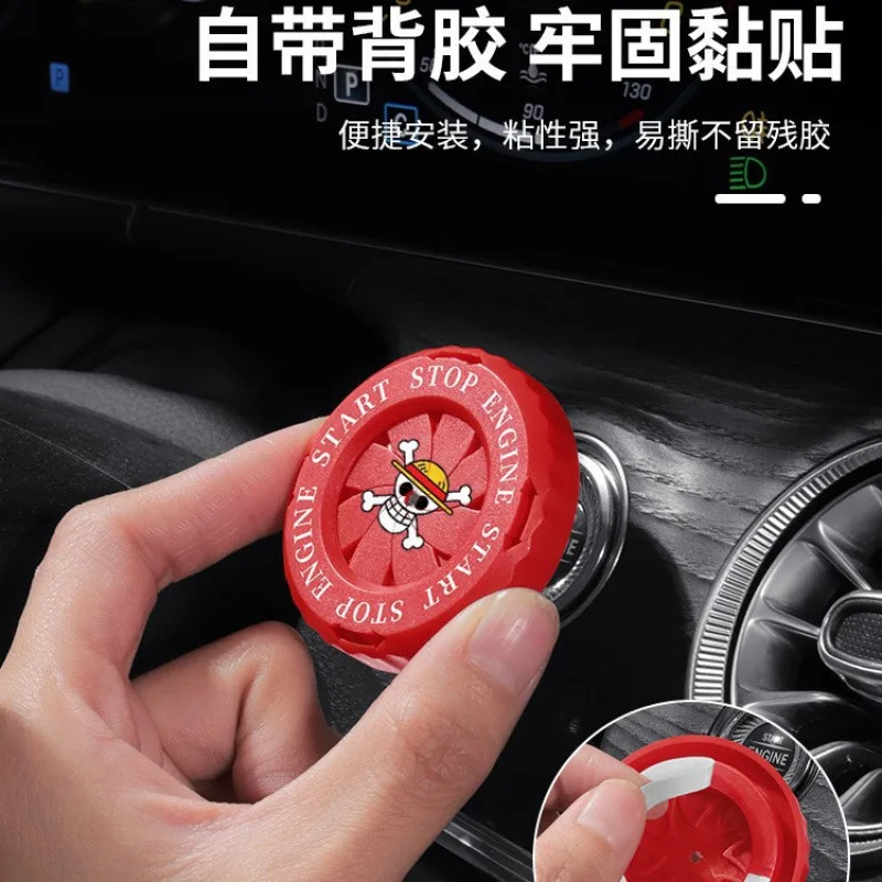 One Piece Car Start Button Decoration Ignition Switch Knob Protective Cover Decorative Circle Car Interior Anime Festival Gift - view 3