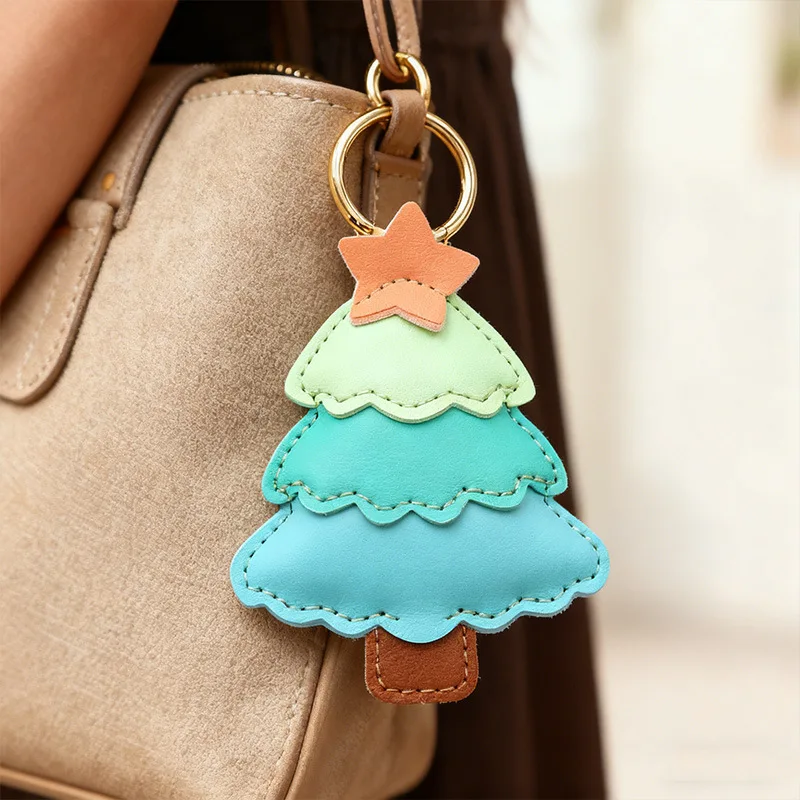 European And American Style Small Versatile Simple Fashion Cute Pendant Keychain Accessories Christmas Tree Three-layer Keychain