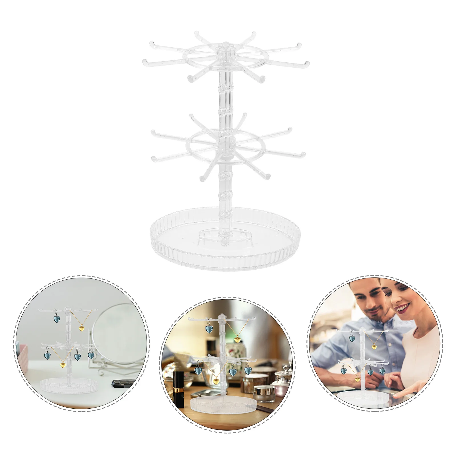 

2 Tier Rotating Jewelry Display Stand Necklace Bracelet Keychain Holder For Counter Dressing Table Organizer Rack Mall Earring