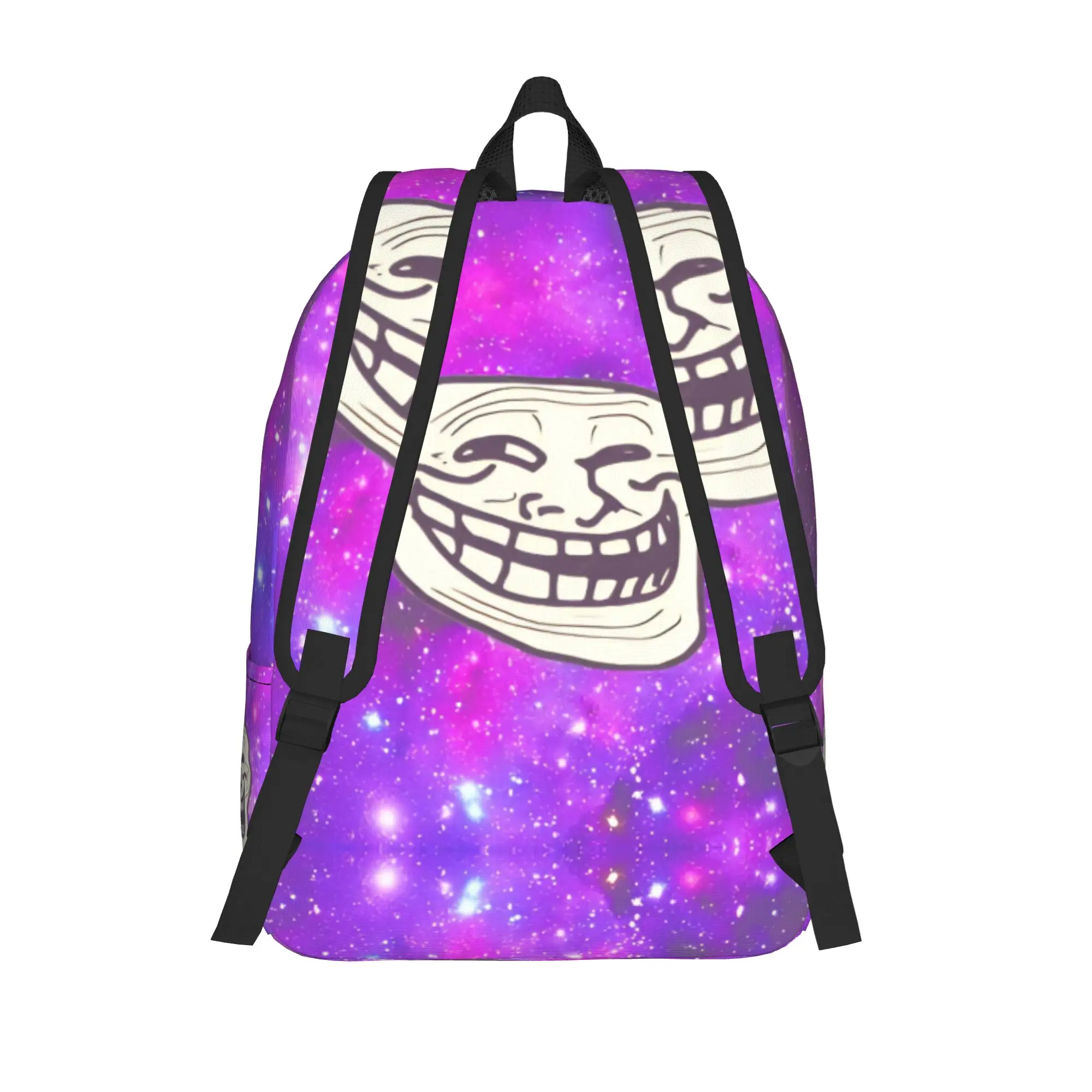 Space Troll Face Meme Funny Casual Backpack Outdoor Student Hiking Travel Comic Humor Daypack for Men Women College Shoulder Bag