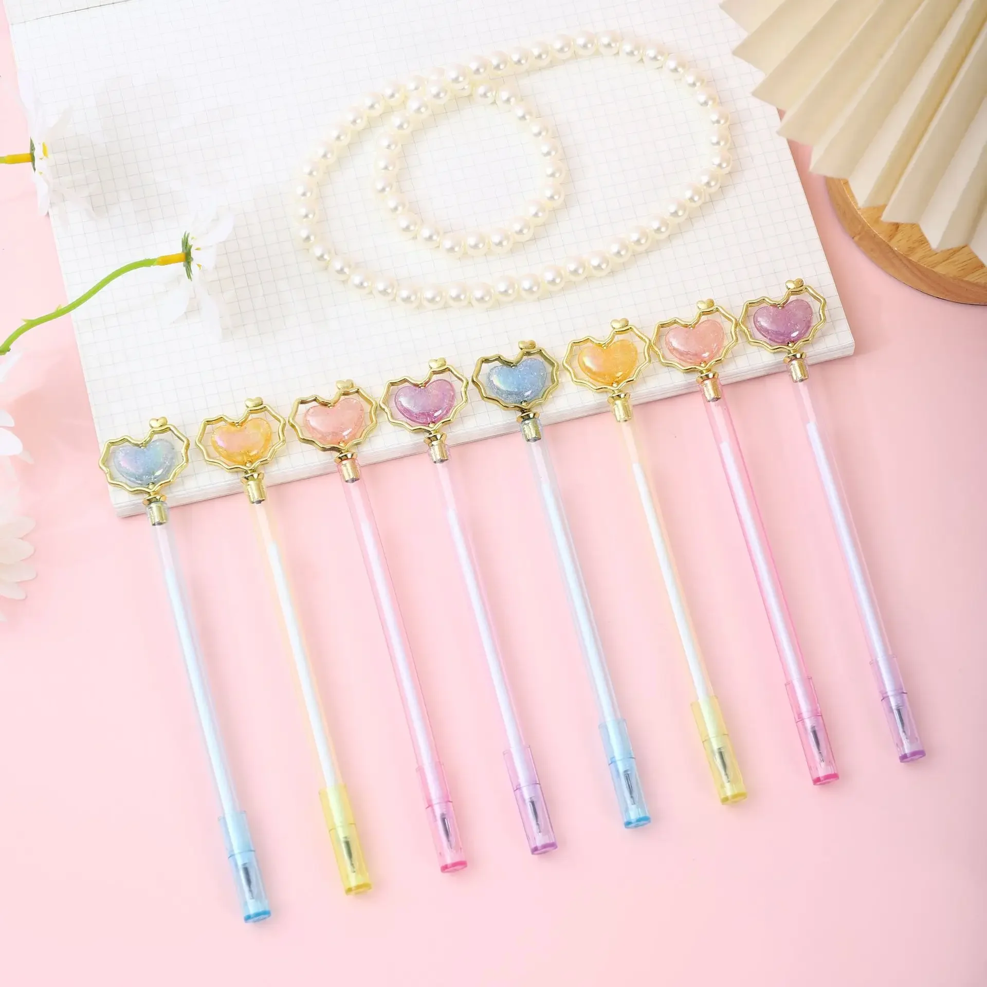 12Pcs Wholesale creative Korean version of love beads gender-neutral pen, cute high-value styling student stationery