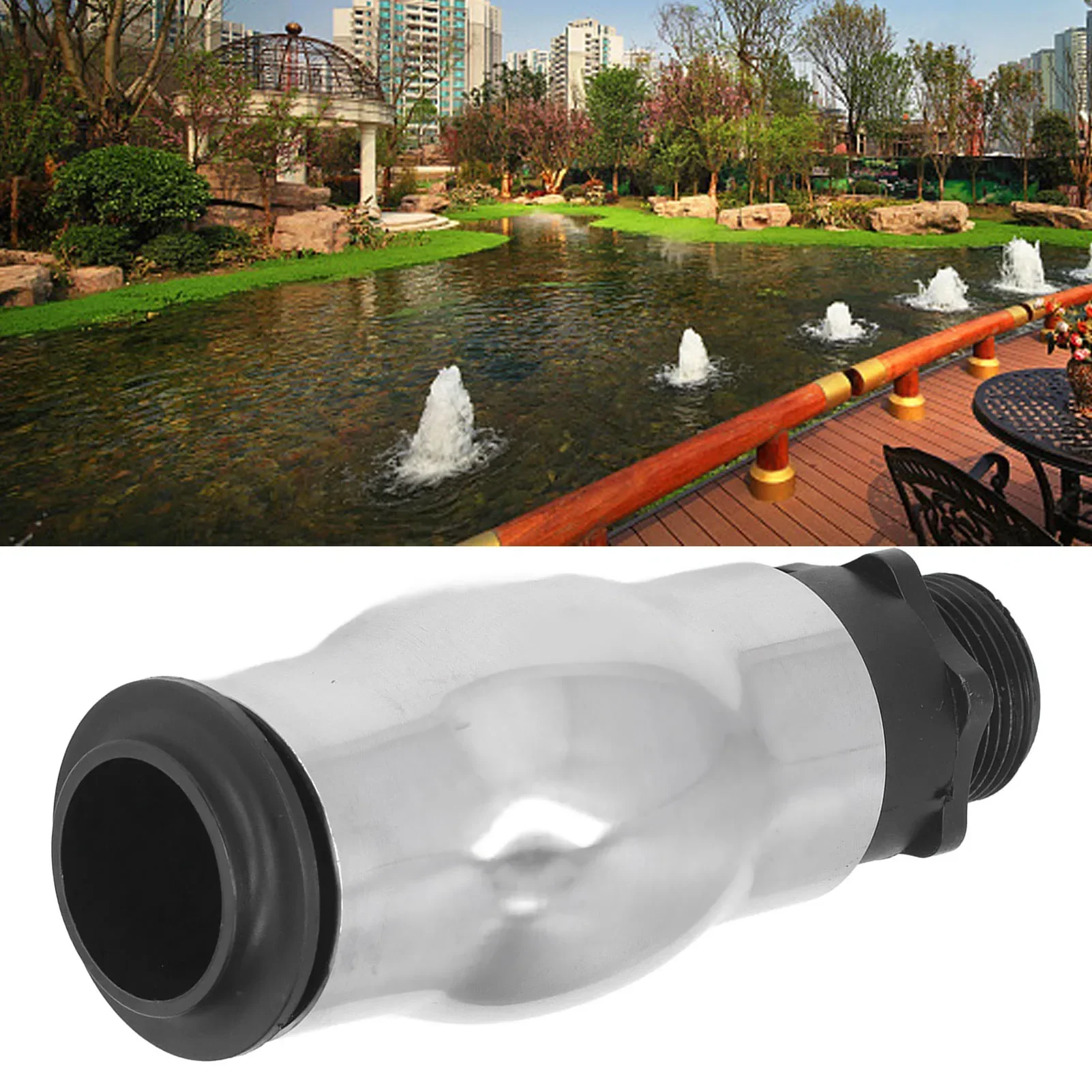 Imagen 6: Boquilla de fuente de chorro de espuma espumosa de rosca macho G1, cabezal de pulverización de agua de acero inoxidable 304 para jardín, estanque y lago