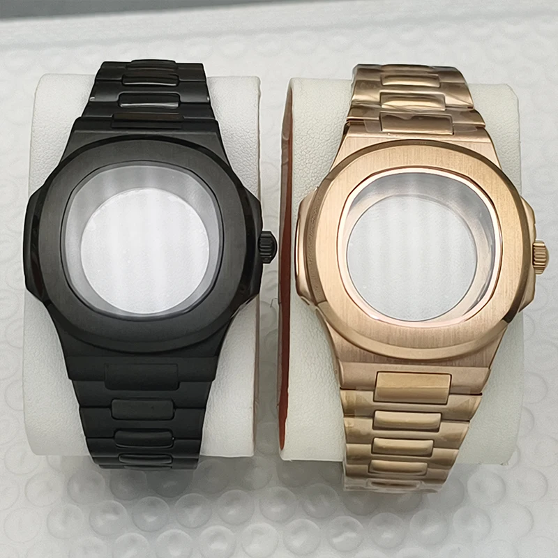 Silvery/Rose/Black 40mm For NH35 NH36 NH34 NH38 Movement Watch Case Bracelet With Sapphire Crystal 30.5mm Dial Mod Nautilus