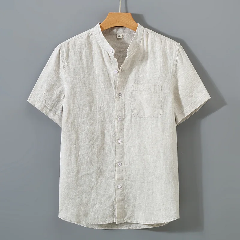 

Summer Men's Pure Linen ort Sve irt Casual Thin Cotton Linen Blend Lightweight Classic Collar Soft een Traditional S...