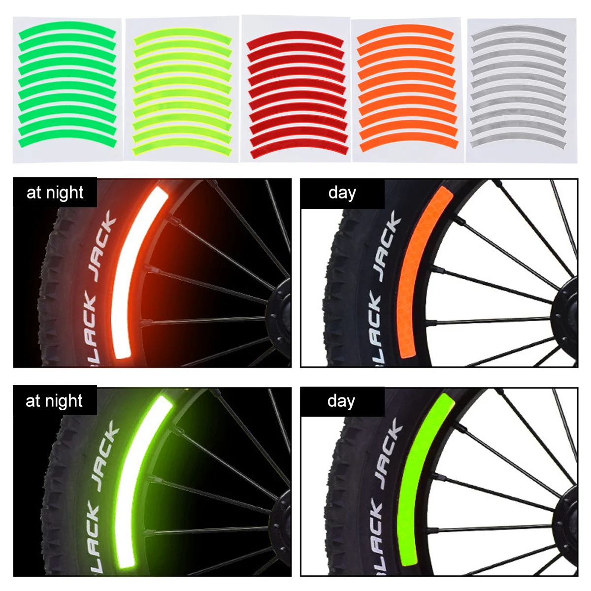 

5Pcs Reflective Stickers for Bikes High Visibility Bendable No Residue Spoke Reflectors Safe Cycling Accessories for