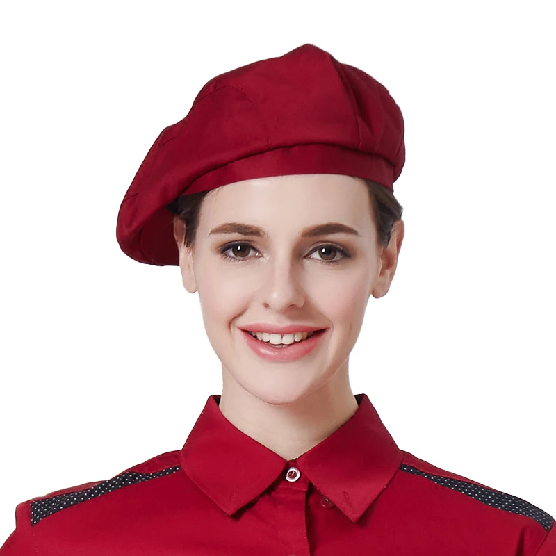 

Restaurant Waitress Kitchen Work Hat Female Chef Hat Hotel White Cook Cap Canteen Cooking Hat Bakery Men and Women Waiter Berets