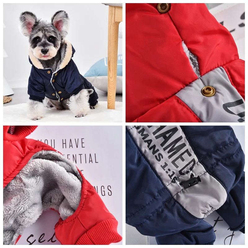 Waterproof Dog Down Parkas Thicken Clothes For Small Puppies Yorkie Pugs Windproof Hoodie Jacket S XXL Pet Cat Jumpsuit Overalls