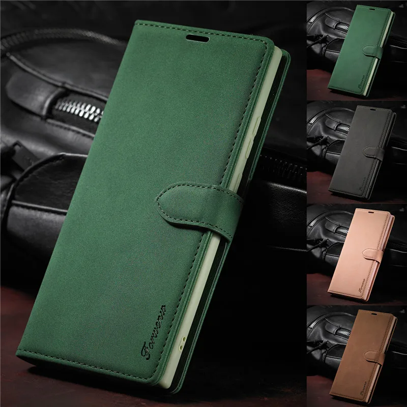 EUCAGR Luxury Retro PU Leather Flip Wallet Phone Case For Samsung Note 20 Ultra Note10 Plus Note9 S24Ultra Magnetic Card Cover