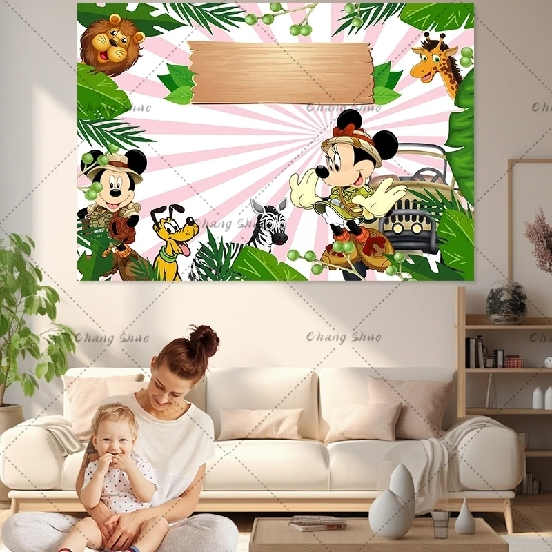 Disney Mickey Minnie Mouse Blue Boy Gift Birthday Party Banner Backdrop Custom Children Room Photography Poster Decor Background