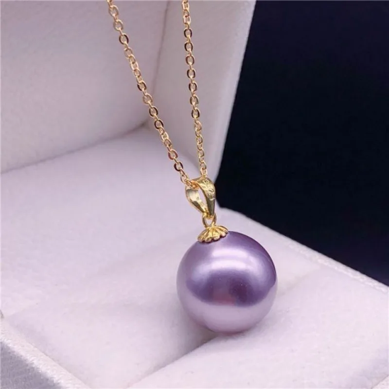 

NATURAL 18"10-11MM SOUTH SEA GENUINE PURPLE PEARL NECKLACE PENDANT sterling silver 925 chain choker