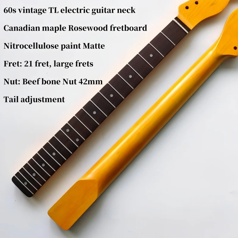 Brand new narrow 60S vintage TL electric guitar neck, tail screw adjustment, 21 frets, large frets