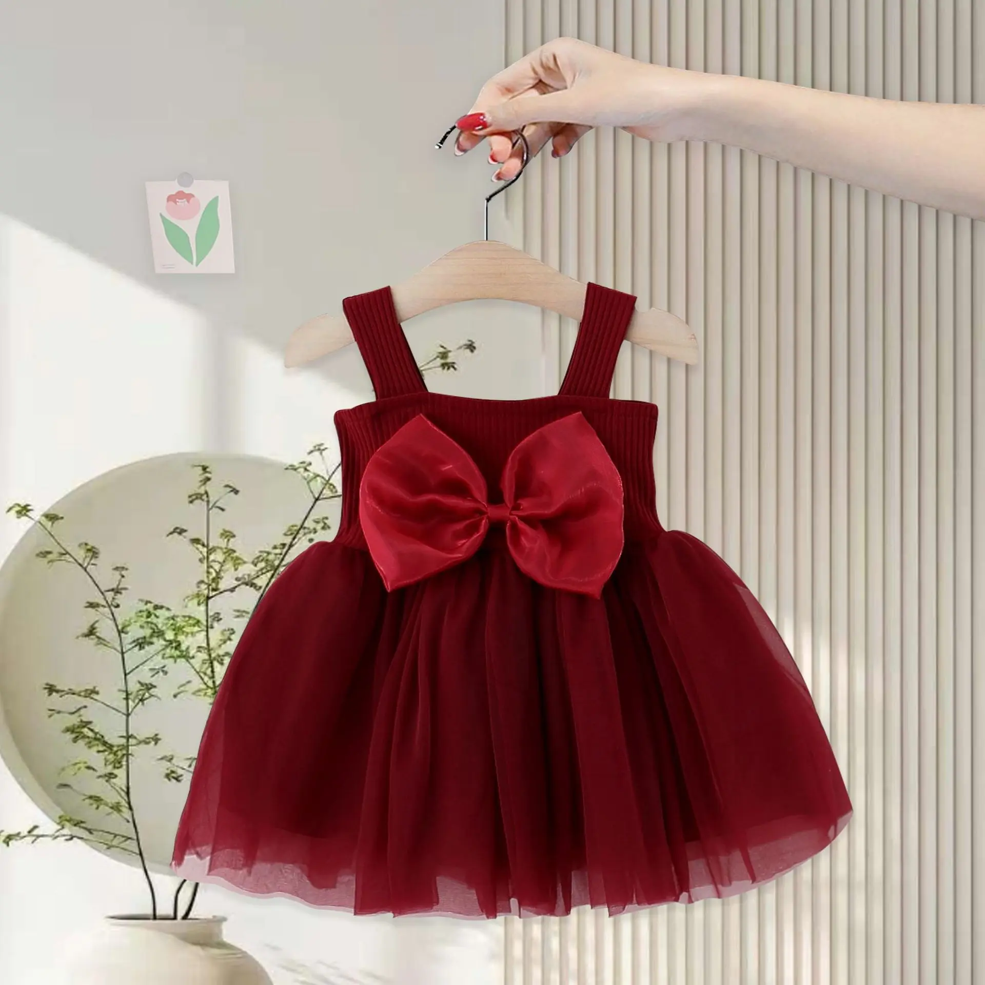 Vestido de Princesa con Nudo en la Espalda para Bebé Niña, Vestido de Ceremonia de Primer Cumpleaños, Estilo Dulce de Verano, Falda en Línea A