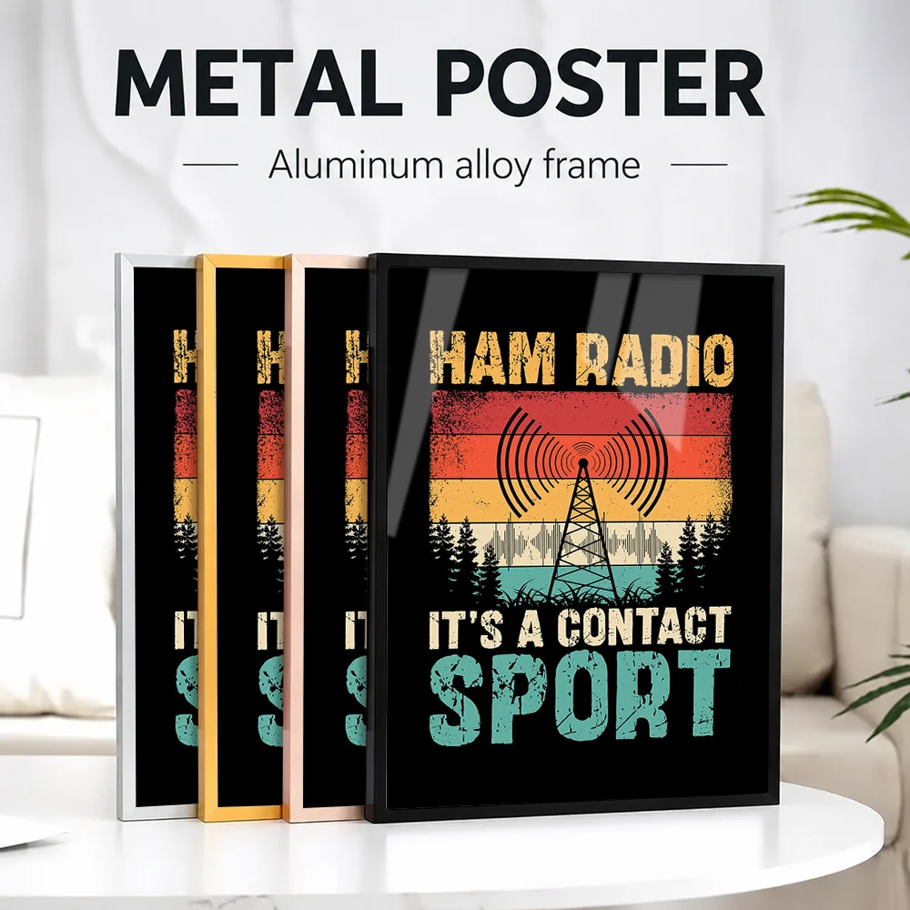 Ham Radio Contact Sport Framed Aluminum Metal Poster Customized Photo Victory Celebration Style Wall Art For Office Coach Gift