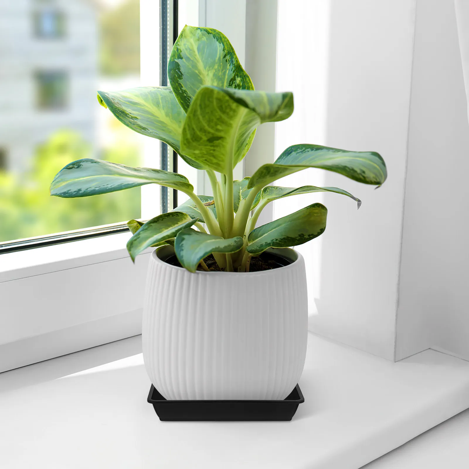 10pcs Square Plastic Flower Pot Saucers – Heat-Resistant Resin Plant Pot Trays for Indoor & Outdoor Garden Use