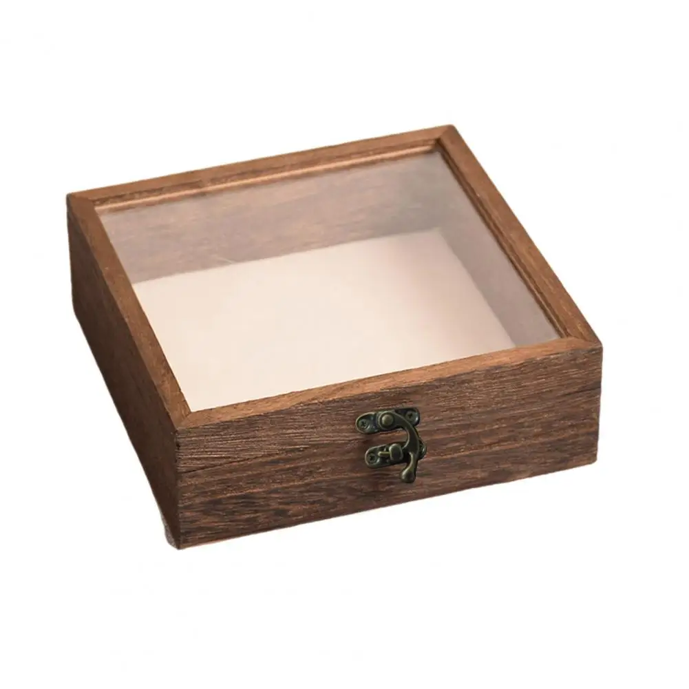 Lined Display Box Display Case Wood Shadow Box for High-visibility Display Storage of Specimens Smooth Edge Construction