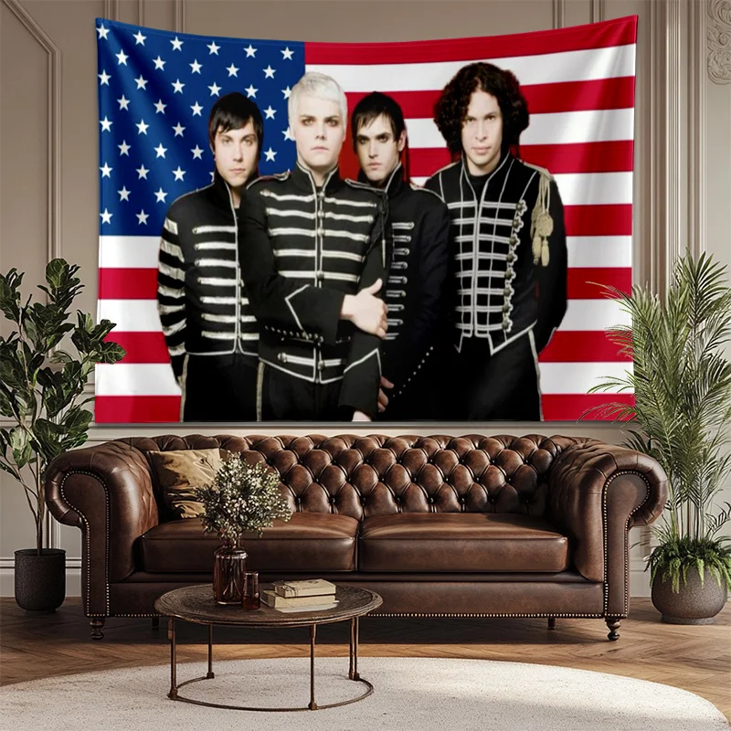 MCR Band Christmas Halloween Decor 2D Print Polyester Wall Hanging Minimalist Tapestry Home Dorm Holiday Gift