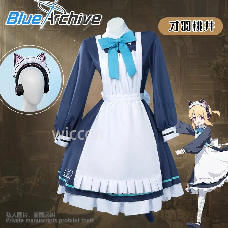 Saiba Midori Saiba Momoi Anime Game Blue Archive Cosplay Costume Maid Uniform Lolita Wig Cat Ear Tail Women Halloween Customized