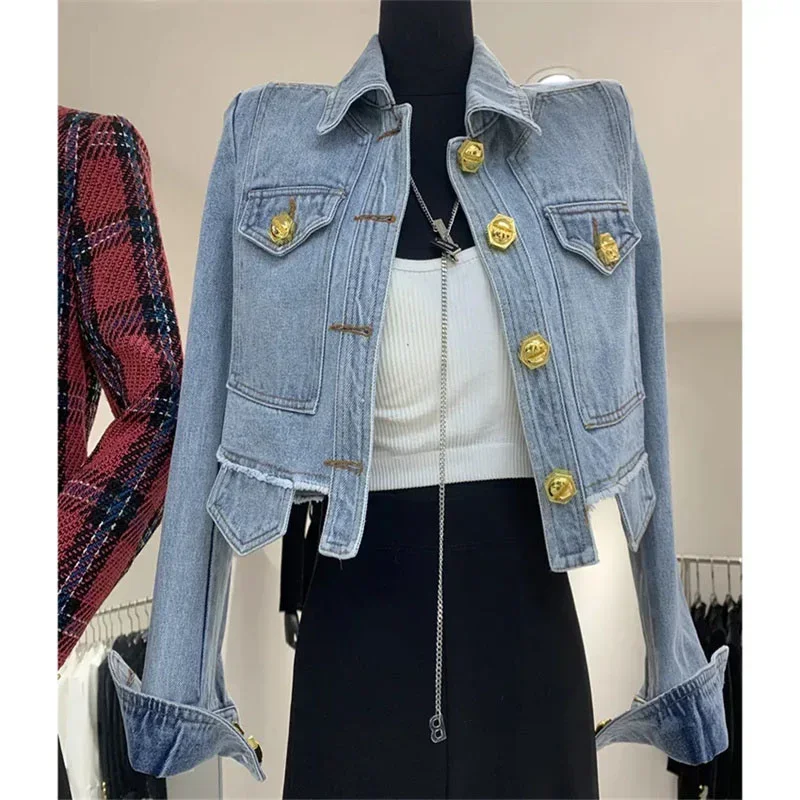 Spring Autumn Denim Jackets Women New Single-Breasted Short Denim Jacket Coats Female Fashion Pocket Cowgirl Coat Tops