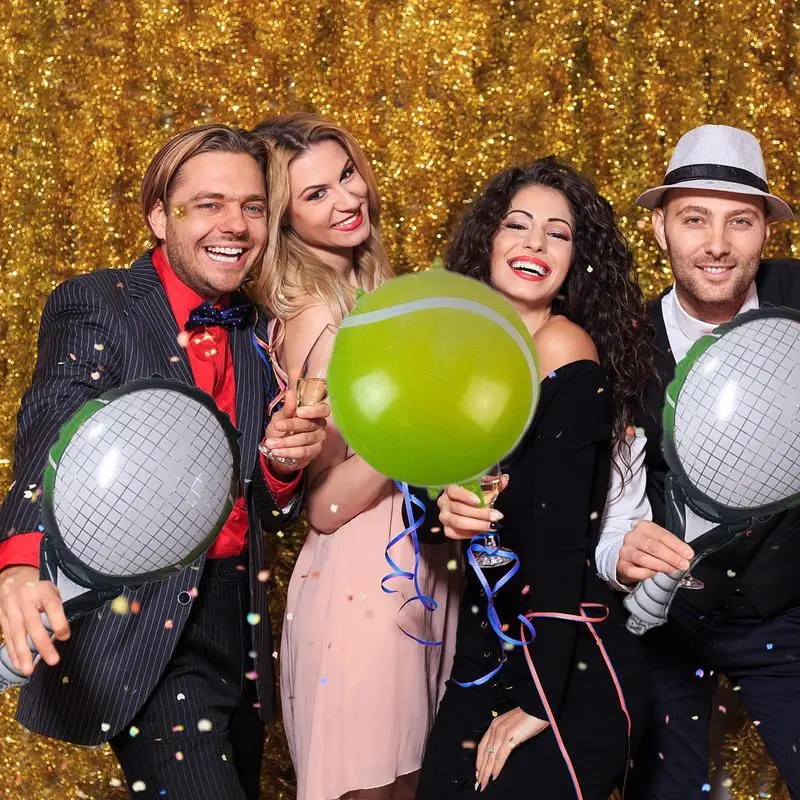 Inflatable Tennis Decoration Ball Aluminum Foil Party Decorative Balloons Birthday Decorations Baby Shower Birthday Party Suppli