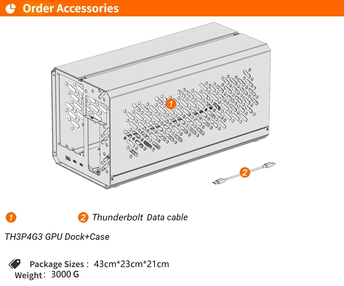 Thunderbolt-3/4 USB4 GPU 도크, TH3P4G3 SFX ATX 메탈 케이스, 외장 그래픽 카드 섀시, 노트북 EGPU 어댑터, 40Gbps