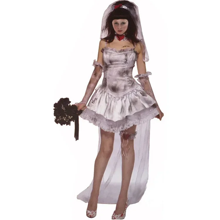 2025 senhoras europeias e americanas traje de halloween mal bruxa traje fantasma vestido de noiva mal bruxa jogo uniforme